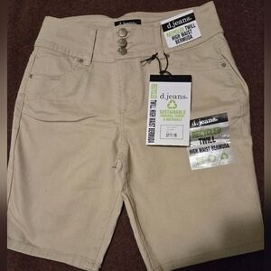D.Jeans Recycled Twill High Wasted Bermuda, Size 8 Color hummus